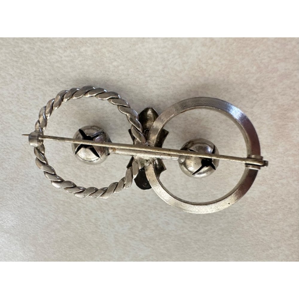 Antique Solid Sterling Silver Double Circle Spher… - image 6